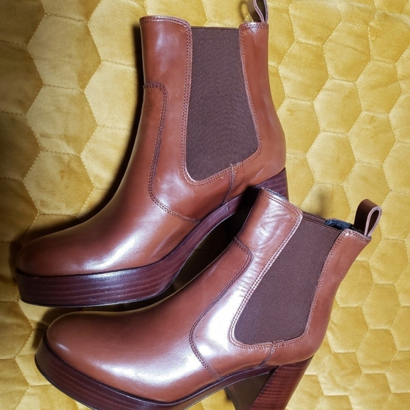 Pons Quintana Nepal Legno Brown leather platform ankle boots. Size 6. NWT - Picture 8 of 15